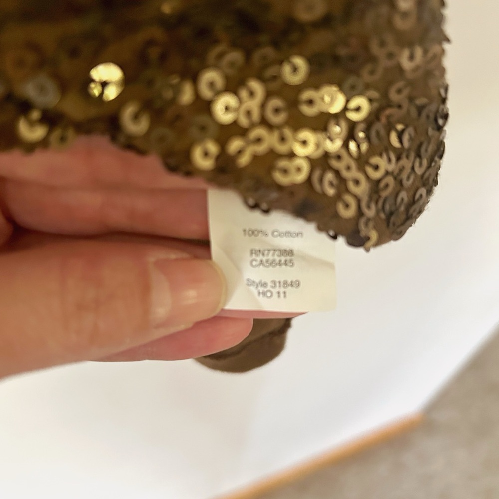 EUC J.Crew Cotton-back sequin tank, Dark Olive Green, Size Med - Picture 5 of 7